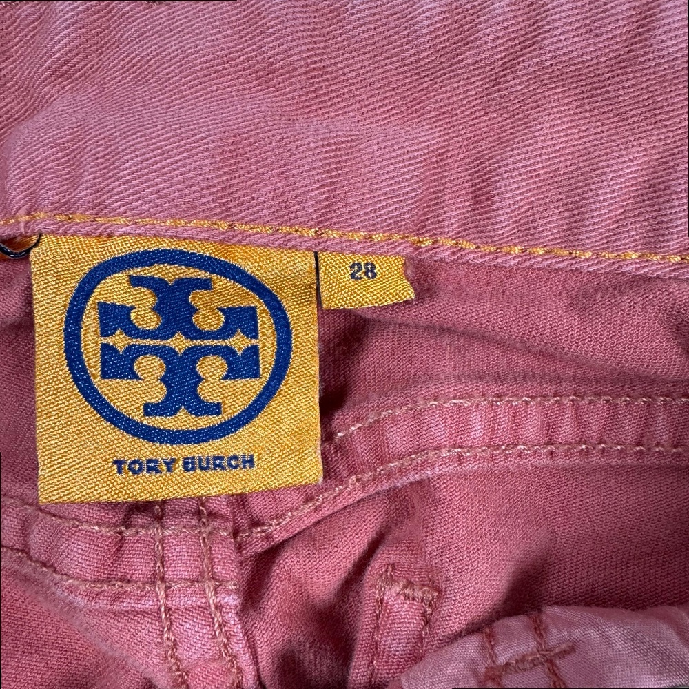 Tory Burch Alexa Cropped Skinny Jeans – Size 28 – Coral Pink - Picture 5 of 10